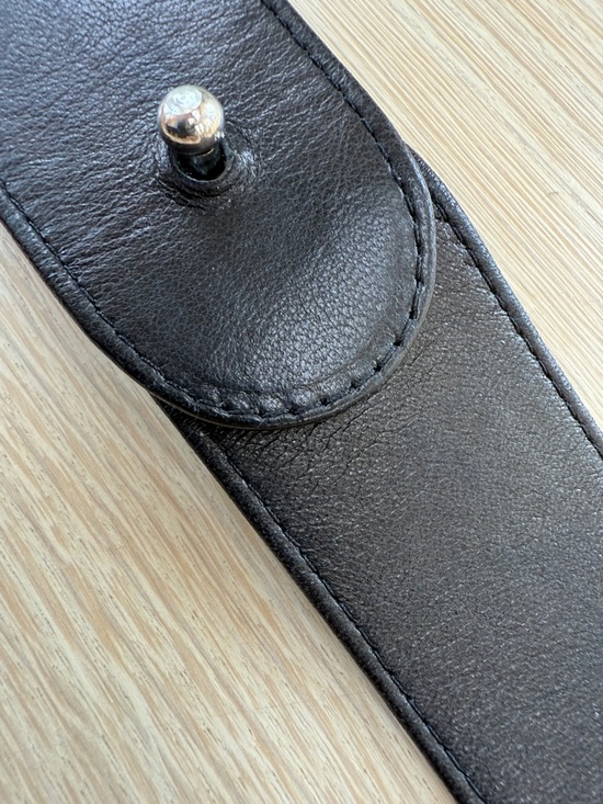 Suzi Roher Leather Belt with Hammered Metal Buckle